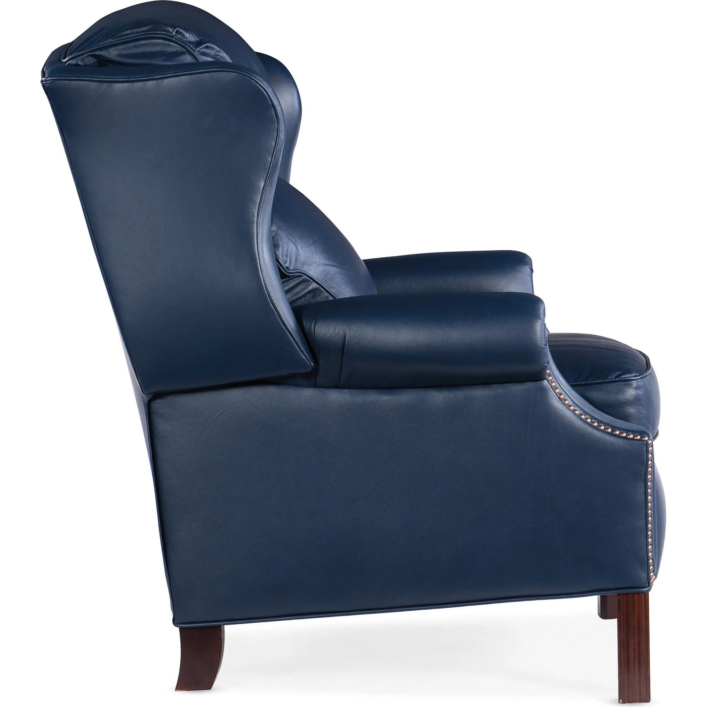 013 SI-1873058 | Additional Silo | Chippendale Reclining Wing Chair by Bradington-Young by Hooker Furniture in mahogany finish, french natural nails. Made from 100% leather in a unique style.