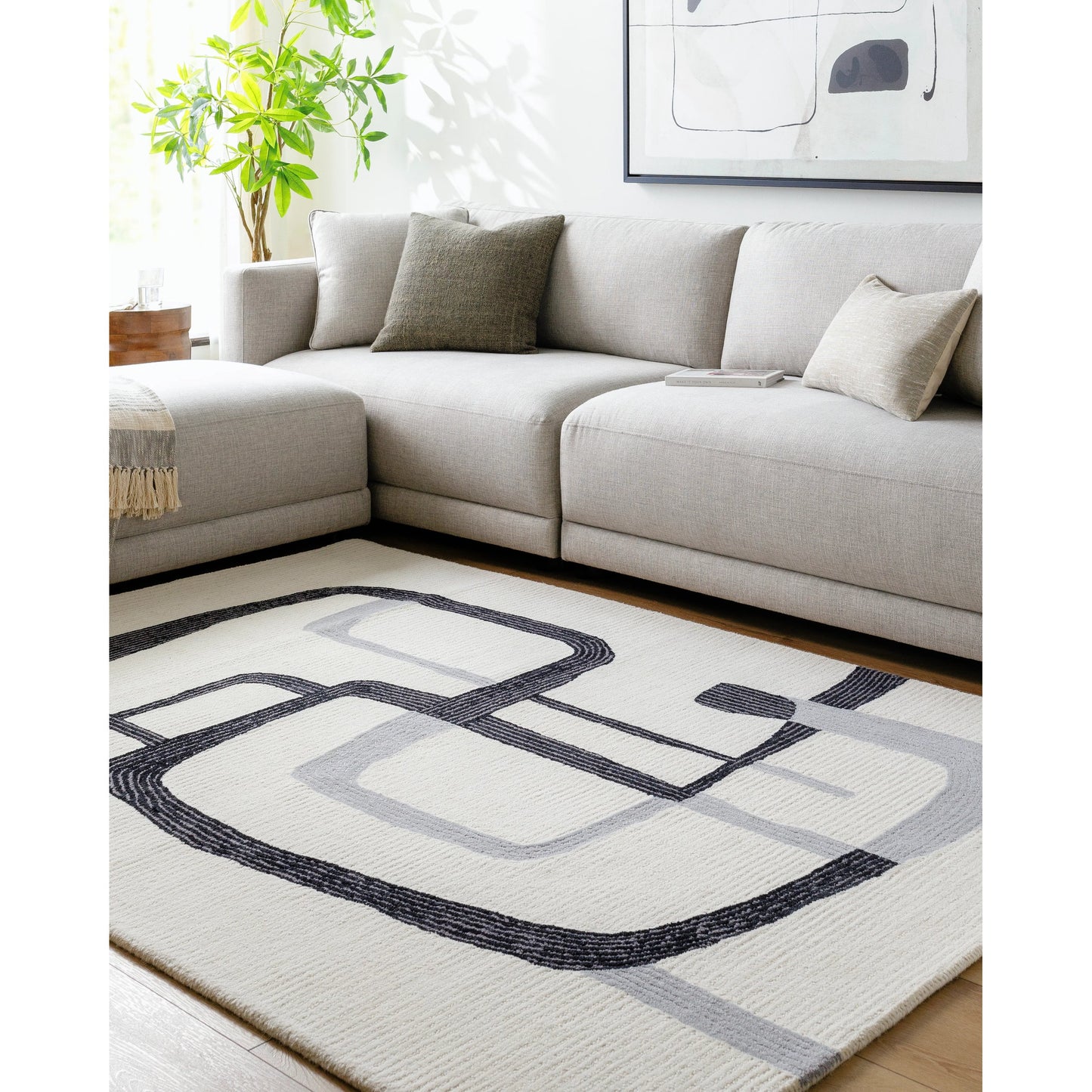 002 SI-2164838,SI-2164839,SI-2164840,SI-2164841 | Lifestyle | Rossi Rug - 532291 by Livabliss in ash, jet black. Made from wool in a unique style.