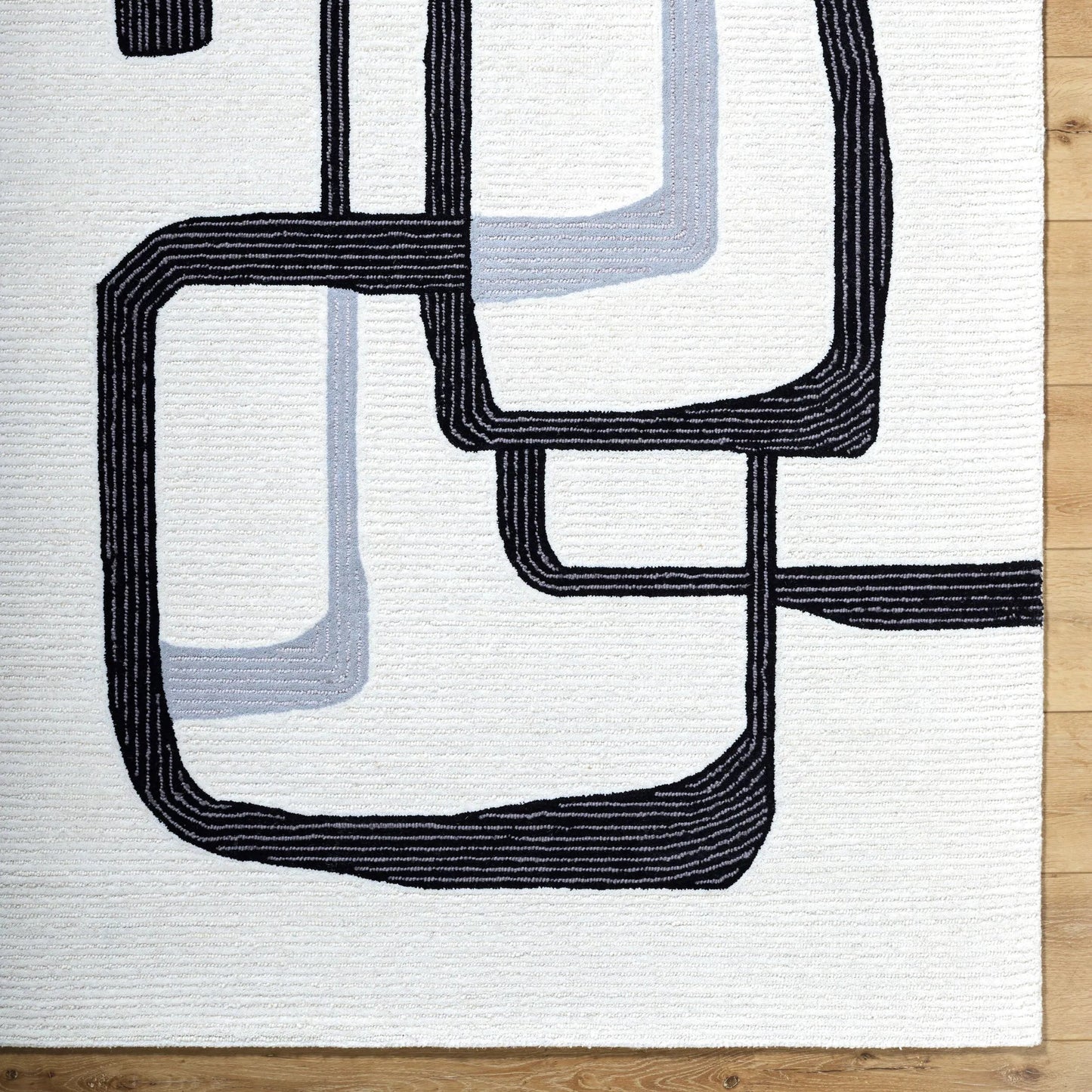 006 SI-2164838,SI-2164839,SI-2164840,SI-2164841 | Closeup | Rossi Rug - 532291 by Livabliss in ash, jet black. Made from wool in a unique style.