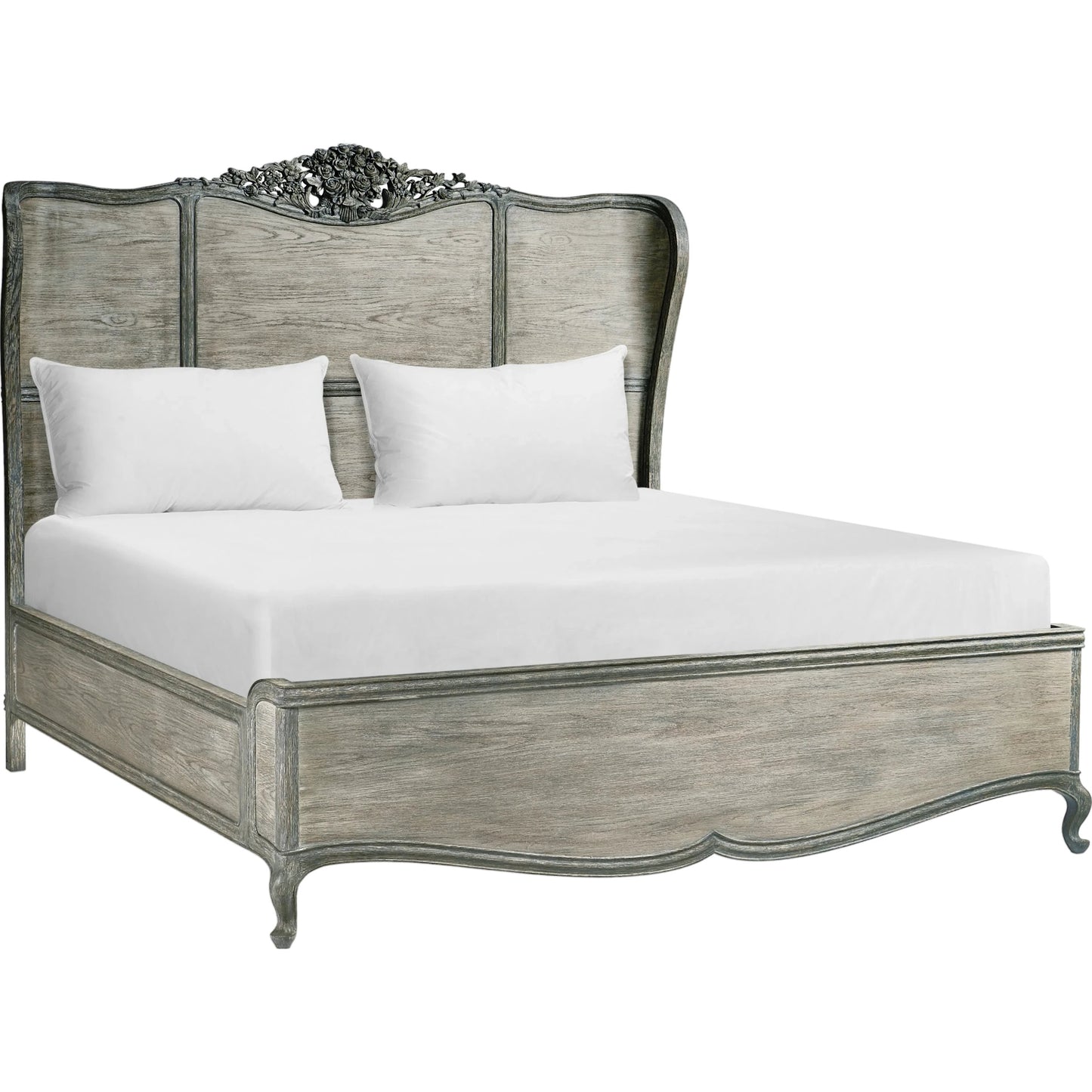 001 SI-2186334 | Primary Silo | Arlingham King Shelter Bed by Jonathan Charles in blue and chipped blue oak. Made from oak solids, veneers in a modern style.