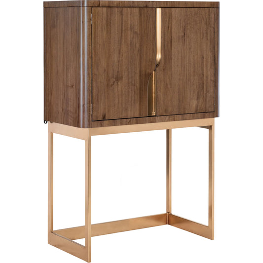 001 SI-2458558 | Primary Silo | Eleana Bar on Stand by Hooker Furniture in light caramel, sunlit bronze metal. Made from walnut veneers, mirror, metal in a traditional style.