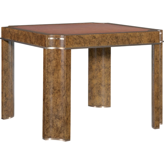 000 SI-2458410 | Primary Silo | Archives Game Table by Hooker Furniture in amber faux-tortoise shell. Made from leather, hair on hide leather, birch veneers, metal in a traditional style.