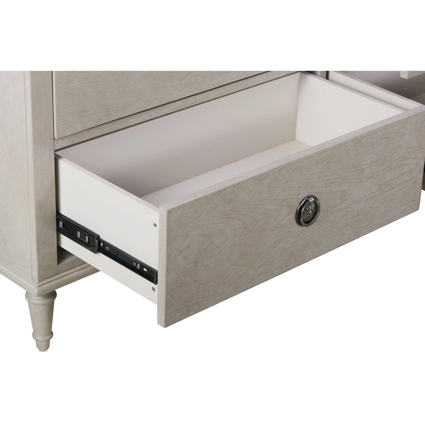 008 SI-2130643 | Closeup | Zest 6 Drawer Dresser by Zest in brown and greige. Made from rubberwood, oak veneer in a modern style.