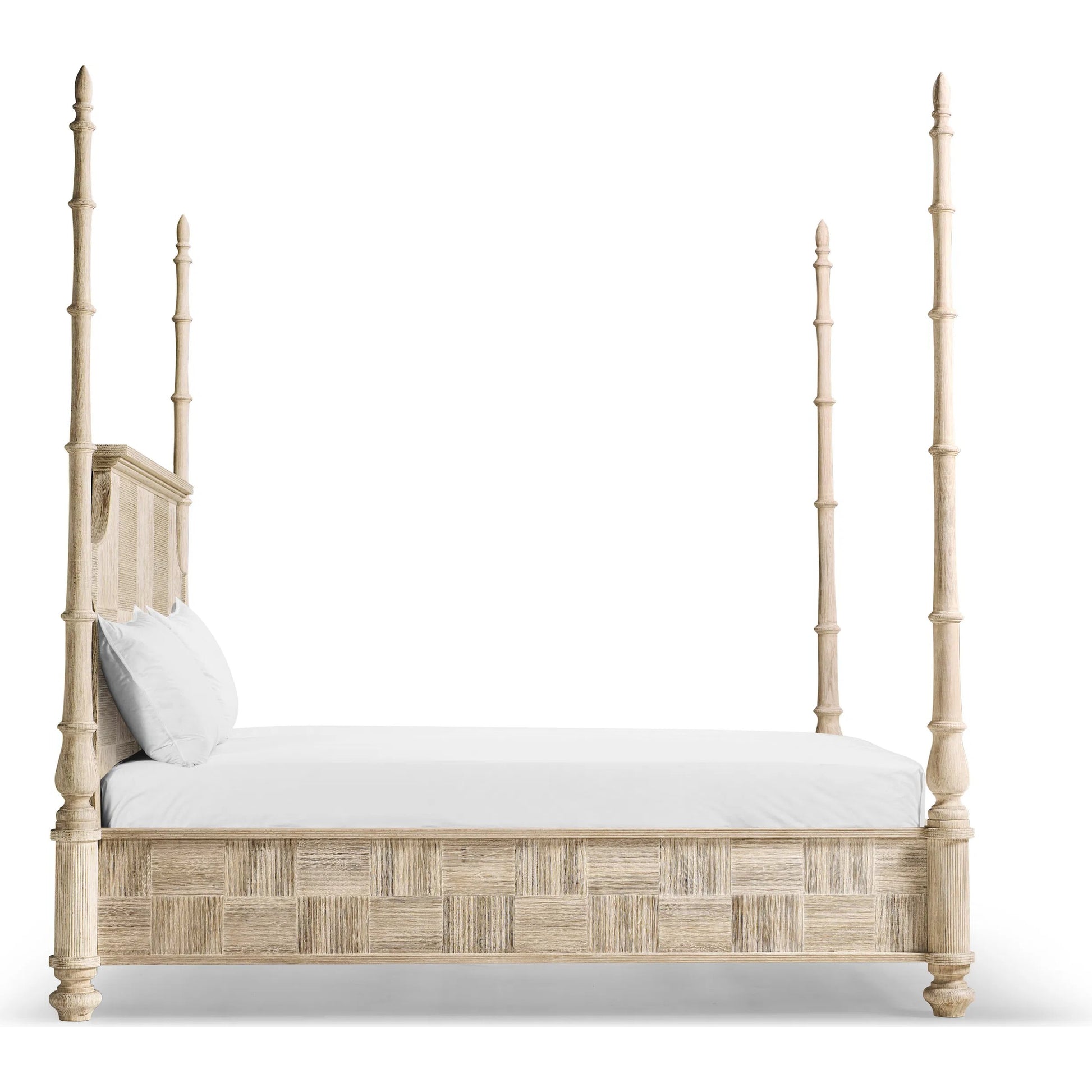 Bywater Poster Bed by Jonathan Charles in beige and washed acacia. Made from oak, beech in a transitional style.