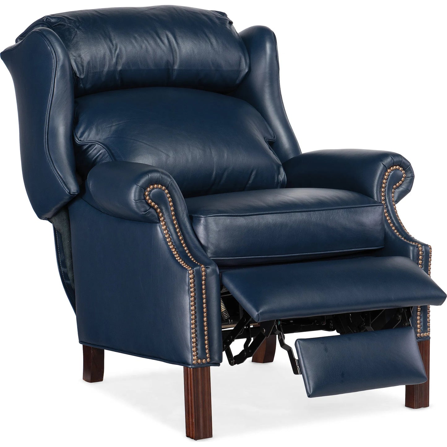 015 SI-1873058 | Additional Silo | Chippendale Reclining Wing Chair by Bradington-Young by Hooker Furniture in mahogany finish, french natural nails. Made from 100% leather in a unique style.