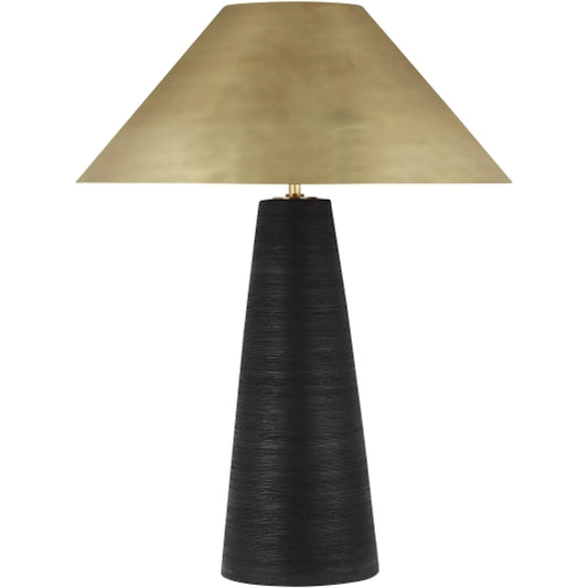 Karam Medium Table Lamp by Visual Comfort & Co. in natural brass. Made from ceramic in a transitional style.