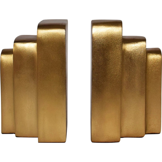Karat Triple Layer Rectangle Bookends by Worlds Away in brown. Made from unique in a modern style.