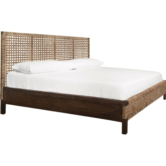 Karina Seagrass Wrapped Headboard and Footboard by Worlds Away in brown. Made from unique in a rustic style.