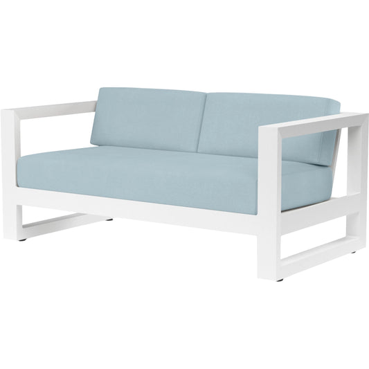 007 SI-2514016 | Primary Silo | Newport Outdoor Loveseat by Sunset West in whites/creams/beiges. Made from aluminum in a modern style.