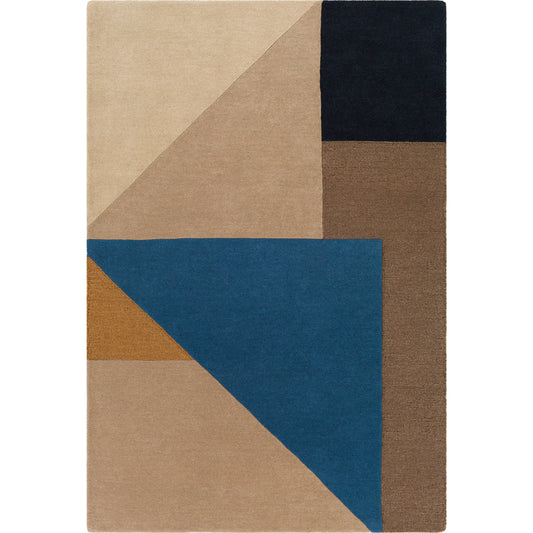 Kennedy Rug - 27067 by Surya in medium gray, brown, camel, blue, navy, light beige. Made from 100% wool in a unique style.