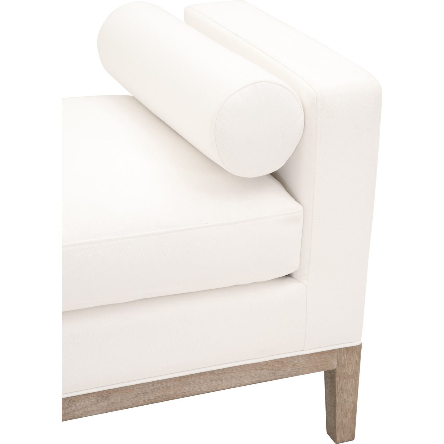 003 SI-1713552 | Additional Silo | Keaton Upholstered Bench by Essentials For Living in pearl and livesmart peyton pearl, natural gray oak. Made from solid oak wood, 98% polyester, 2% nylon fabric, foam in a transitional style.