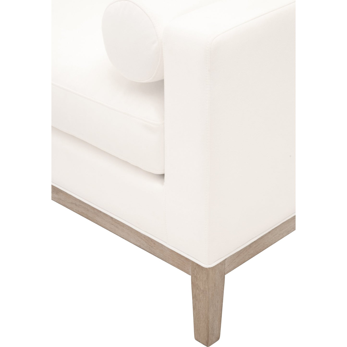004 SI-1713552 | Additional Silo | Keaton Upholstered Bench by Essentials For Living in pearl and livesmart peyton pearl, natural gray oak. Made from solid oak wood, 98% polyester, 2% nylon fabric, foam in a transitional style.