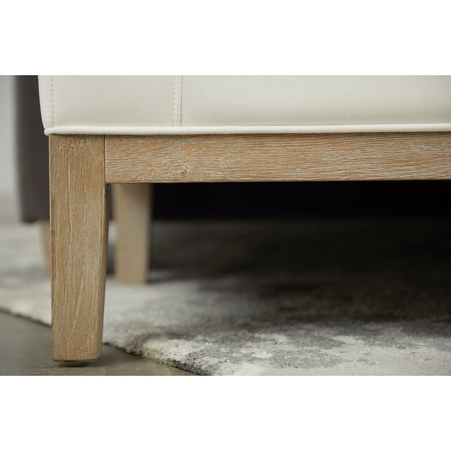 005 SI-1713552 | Additional Silo | Keaton Upholstered Bench by Essentials For Living in pearl and livesmart peyton pearl, natural gray oak. Made from solid oak wood, 98% polyester, 2% nylon fabric, foam in a transitional style.