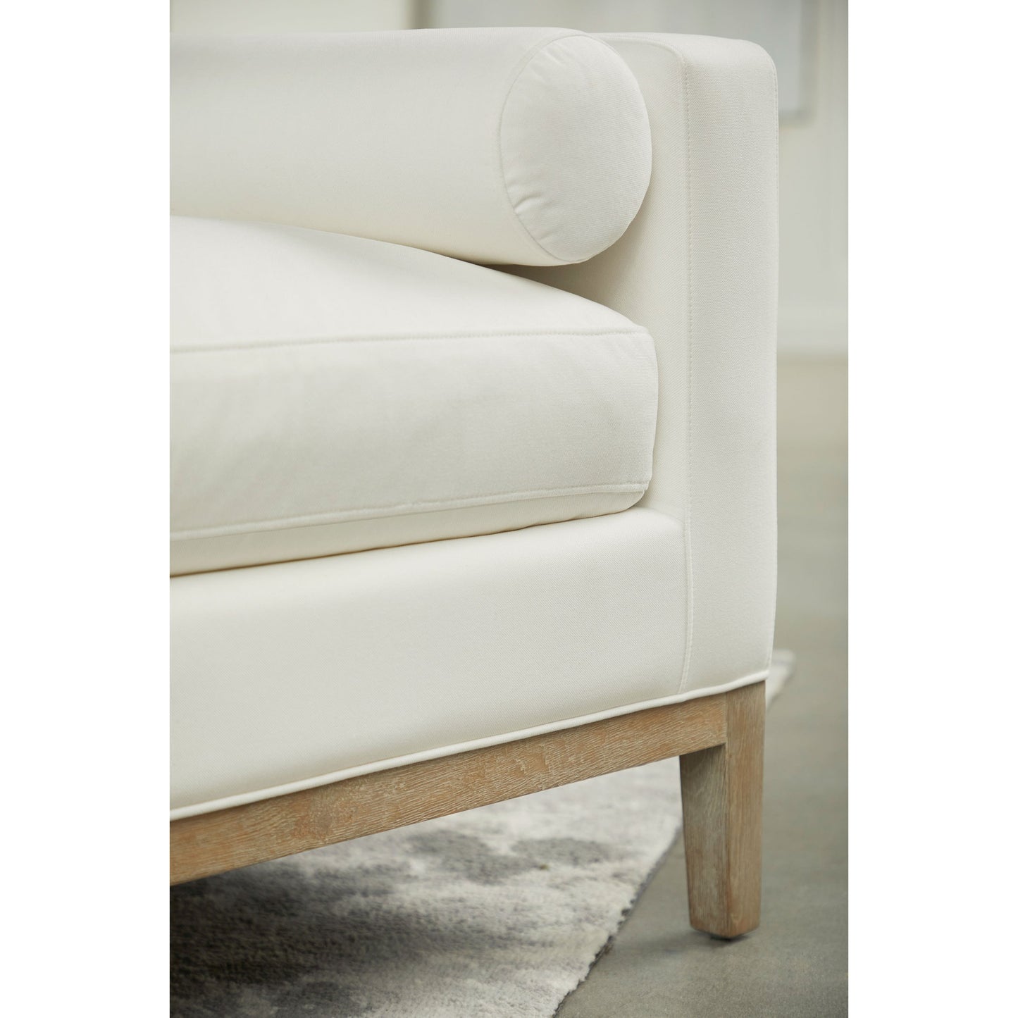007 SI-1713552 | Additional Silo | Keaton Upholstered Bench by Essentials For Living in pearl and livesmart peyton pearl, natural gray oak. Made from solid oak wood, 98% polyester, 2% nylon fabric, foam in a transitional style.