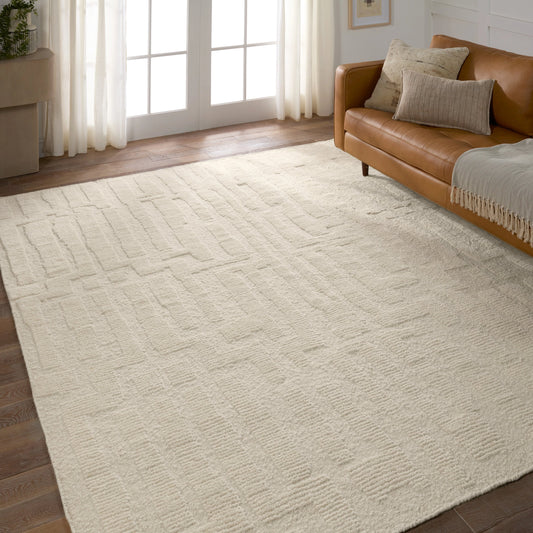 Keoka KEO10 Rug by Jaipur Living in cream. Made from 100% wool in a unique style.