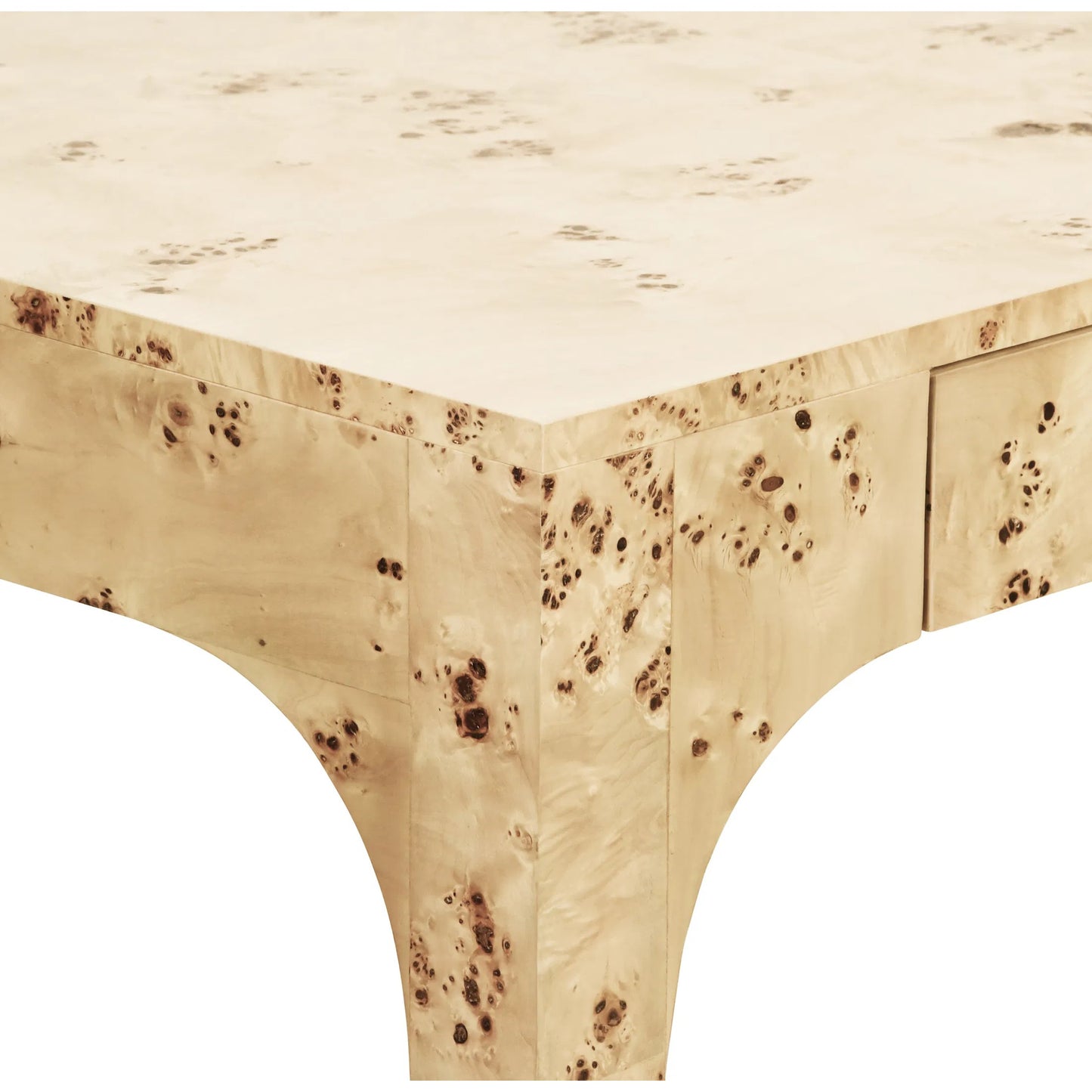 003 SI-2461305 | Closeup | Kerry Square Two Drawer Pagoda Style Game Table by Worlds Away in burl. Made from unique in a modern style.