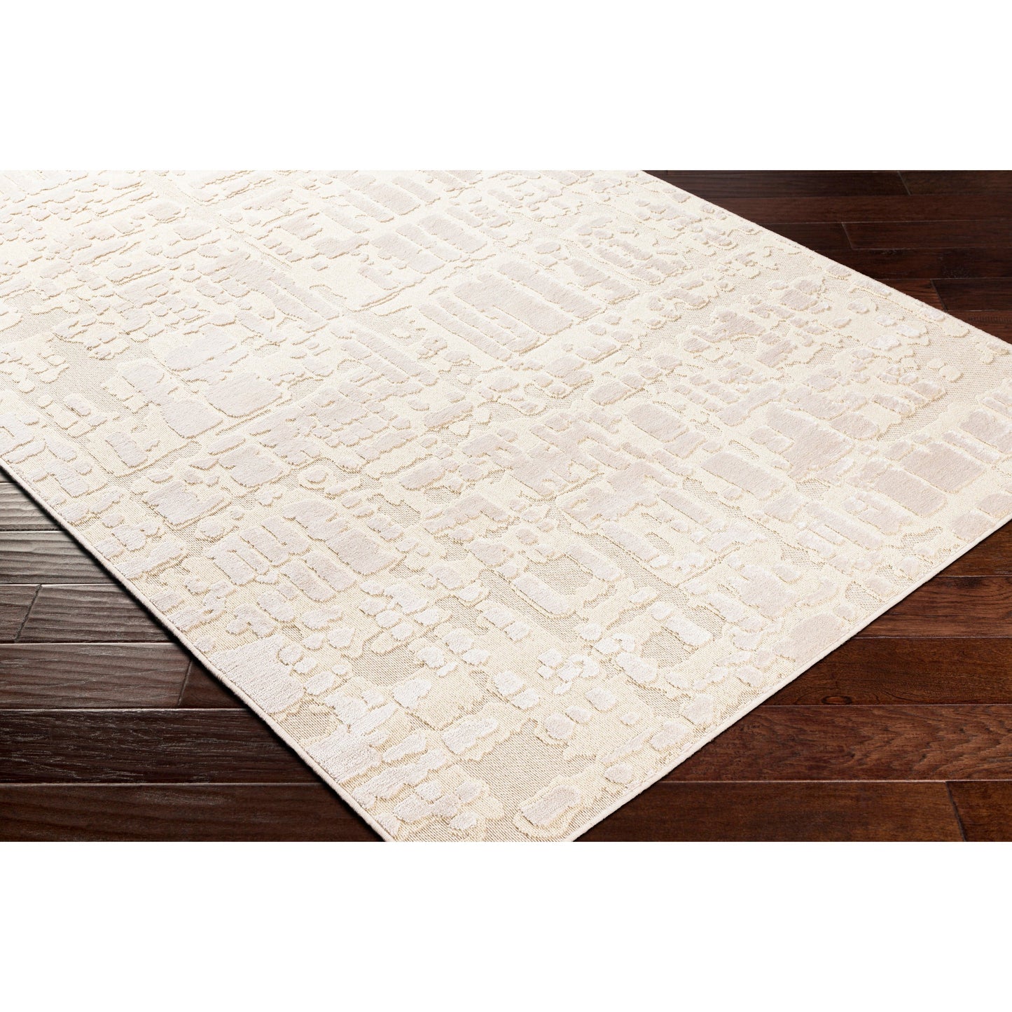 003 SI-1884256,SI-1884257 | Closeup | Kingston Rug - 29822 by Livabliss in cream, light beige. Made from 51% viscose, 49% wool in a unique style.
