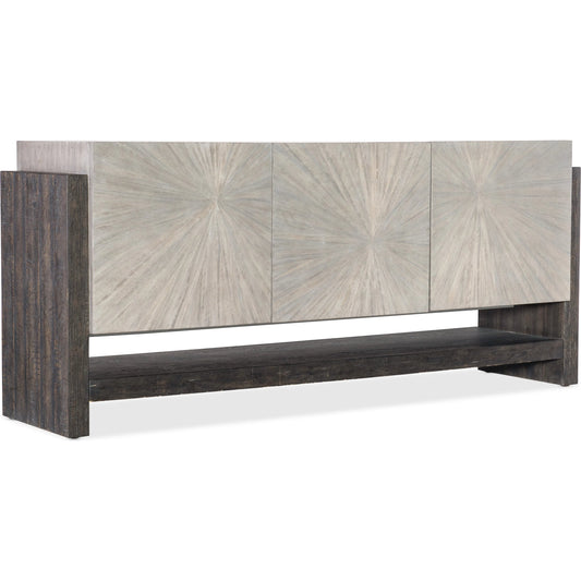 Melange Ground Perspective Credenza by Hooker Furniture in distressed dark wood, light wood. Made from unique in a modern style.