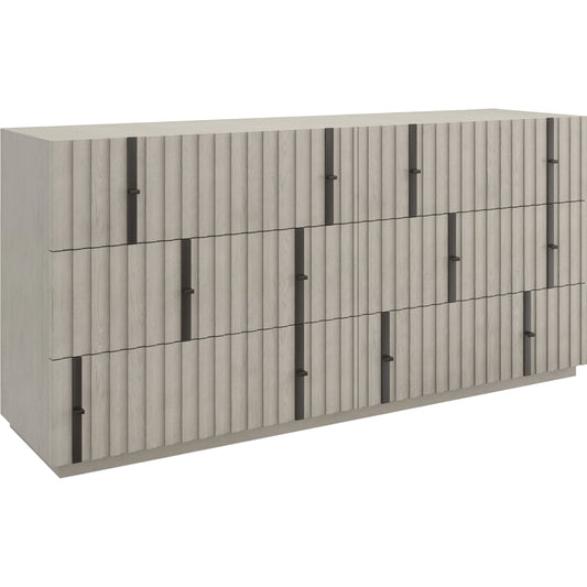 Clancy Dresser by Caracole in fossil, matte black metal. Made from ash, oak in a modern style.