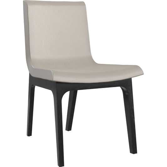 Starr Dining Chair by Caracole in taupe and basalt, polished french gold. Made from ash, oak in a modern style.