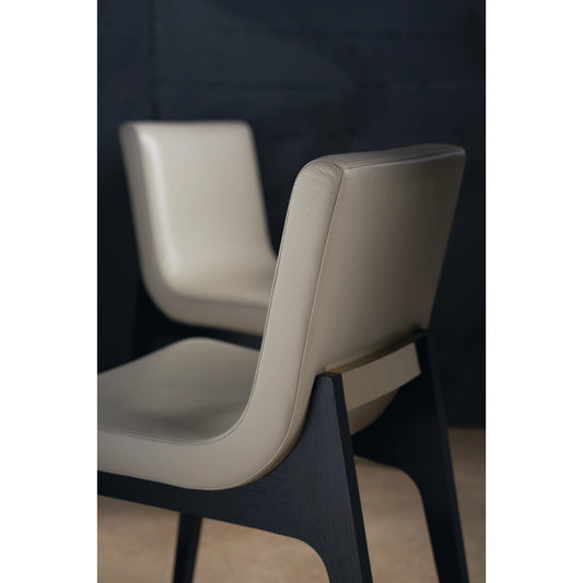 Starr Dining Chair by Caracole in taupe and basalt, polished french gold. Made from ash, oak in a modern style.
