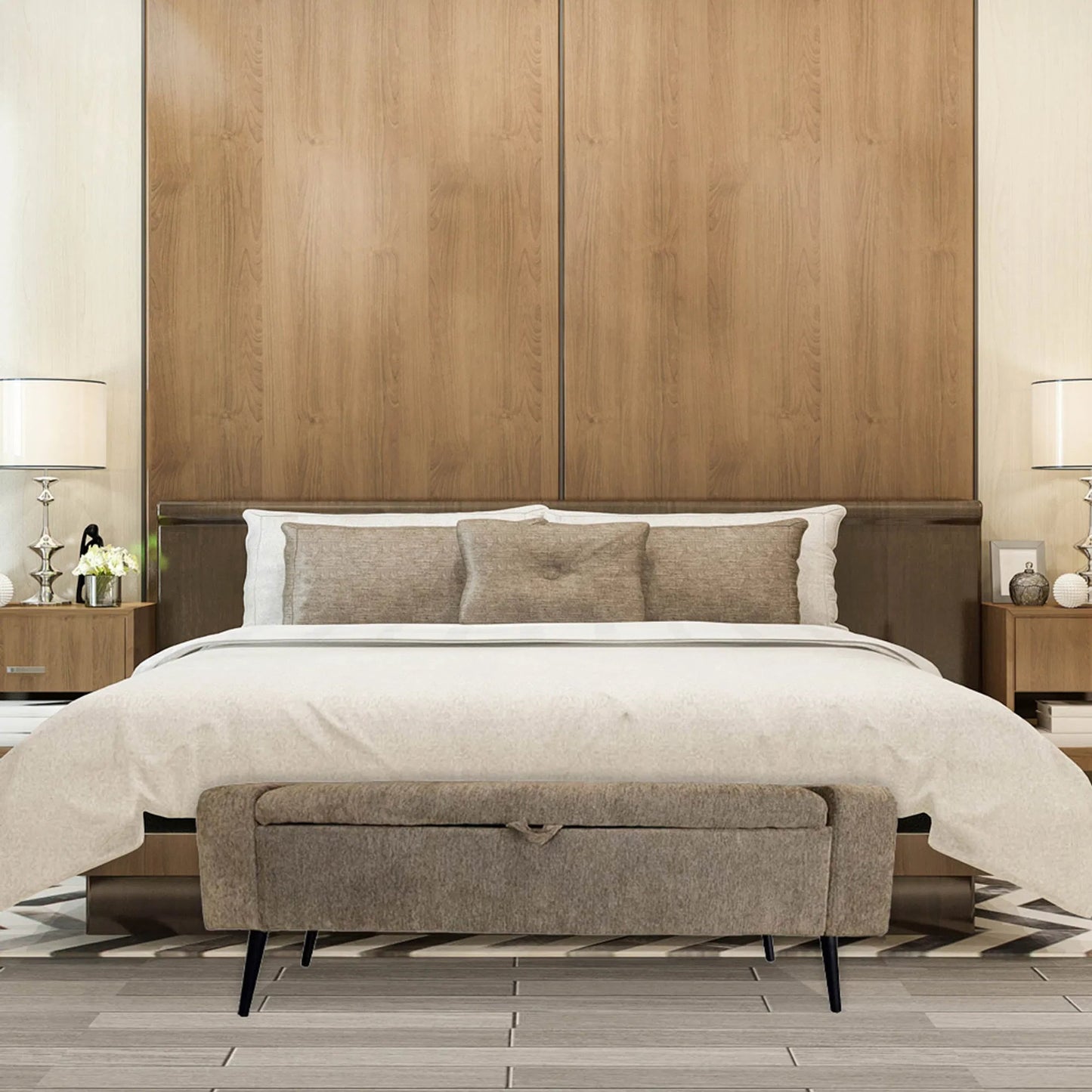 009 SI-2325103 | Lifestyle | Khloe Storage Bench by LH Imports in matte black. Made from black metal, foam, 100% polyester fabric in a transitional style.