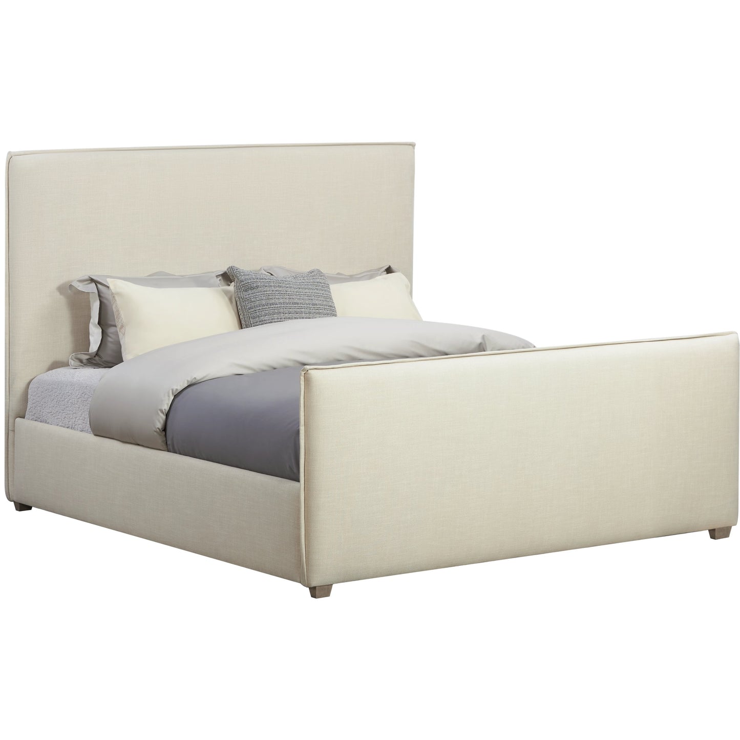 001 SI-2130653,SI-2130654 | Primary Silo | Zest Flanged Upholstered Bed by Zest in beige, flax and cream. Made from rubberwood, fabric in a modern style.