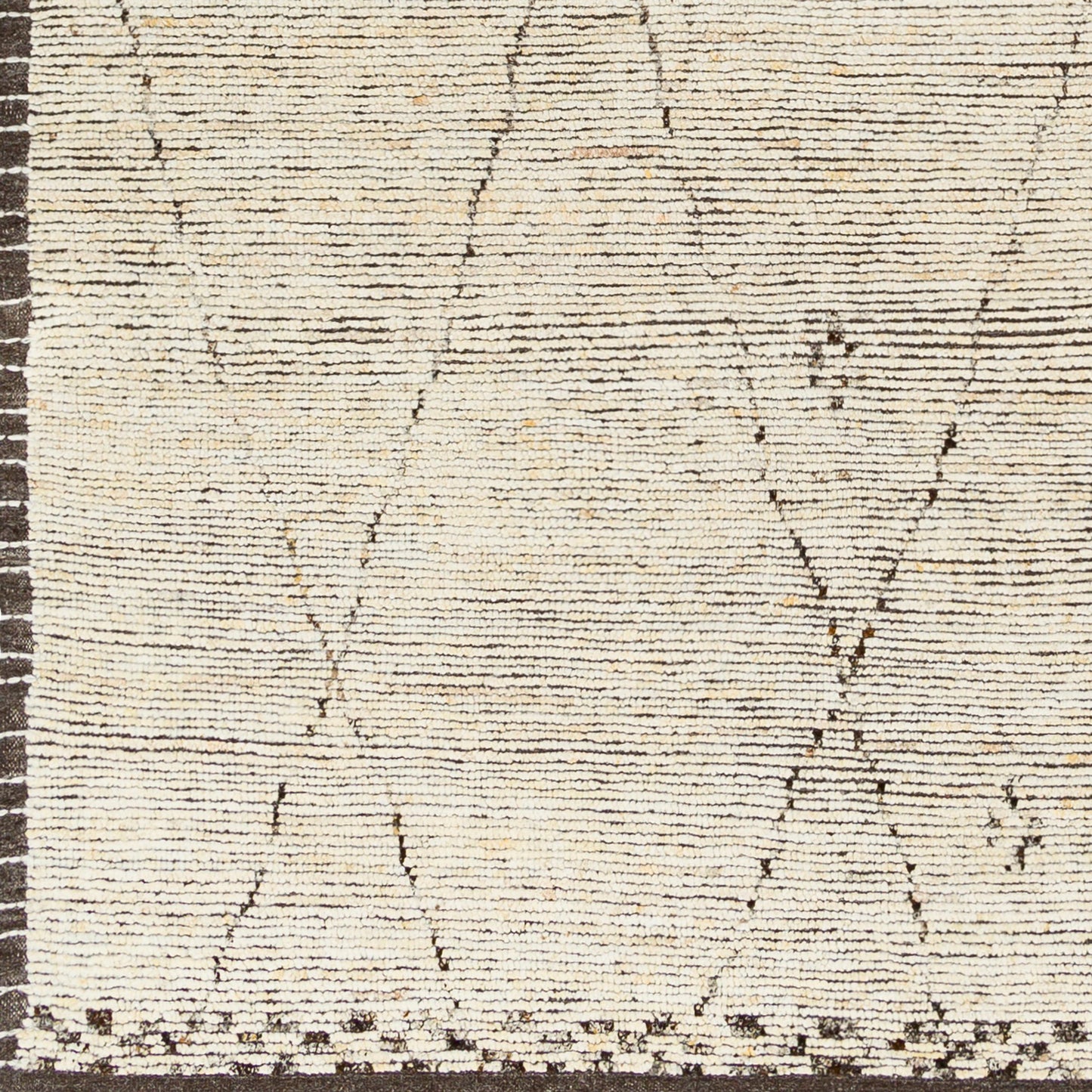 003 SI-1884196,SI-1884197,SI-1884198,SI-1884199,SI-1884200,SI-1884201 | Closeup | Khyber Rug - 30236 by Surya in black, charcoal, dark brown, beige, wheat. Made from 90% wool, 10% polyester in a unique style.
