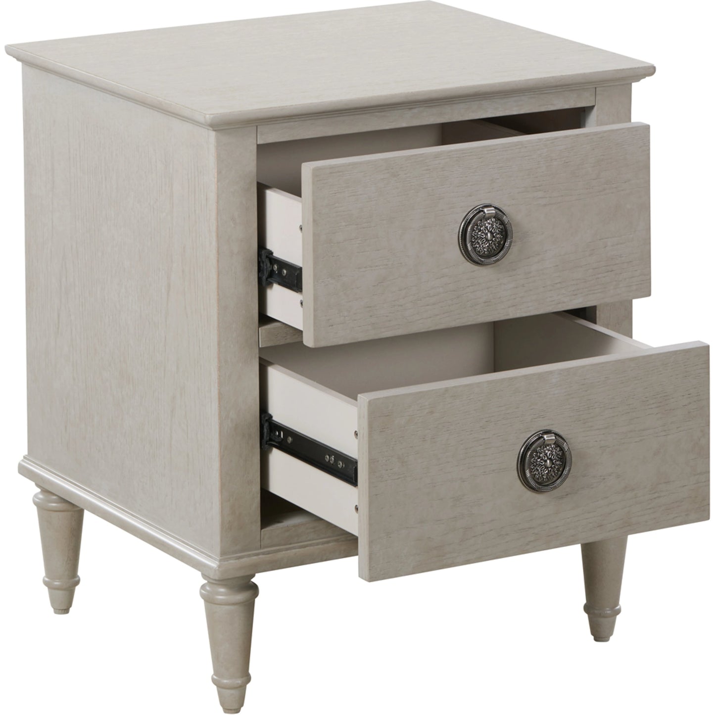003 SI-2130658 | Primary Silo | Zest 2 Drawer Nightstand by Zest in gray and greige. Made from rubberwood, oak veneer in a modern style.