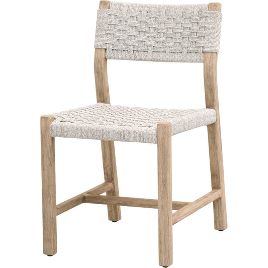 Kitts Dining Chair (Set of 2) by Essentials For Living in white speckle twist rope, weathered ever teak. Made from solid teak wood in a transitional style.