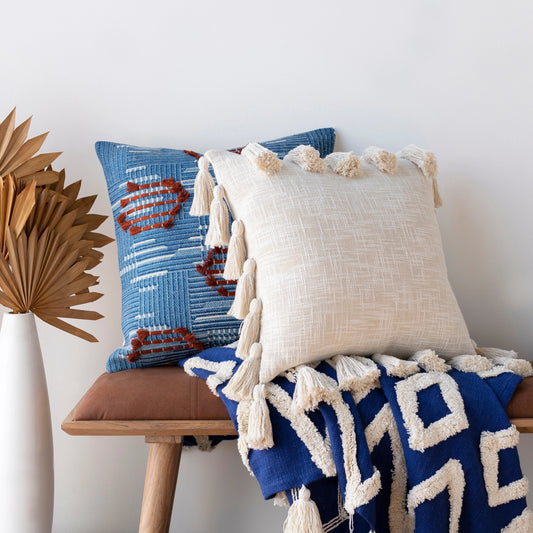 Kellie Pillow - 20681 by Livabliss in cream. Made from 100% cotton in a cottage & farmhouse style.