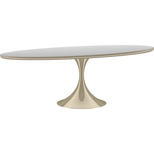 Semper 96 Oval Dining Table by Caracole. Made from metal, glass in a transitional style.