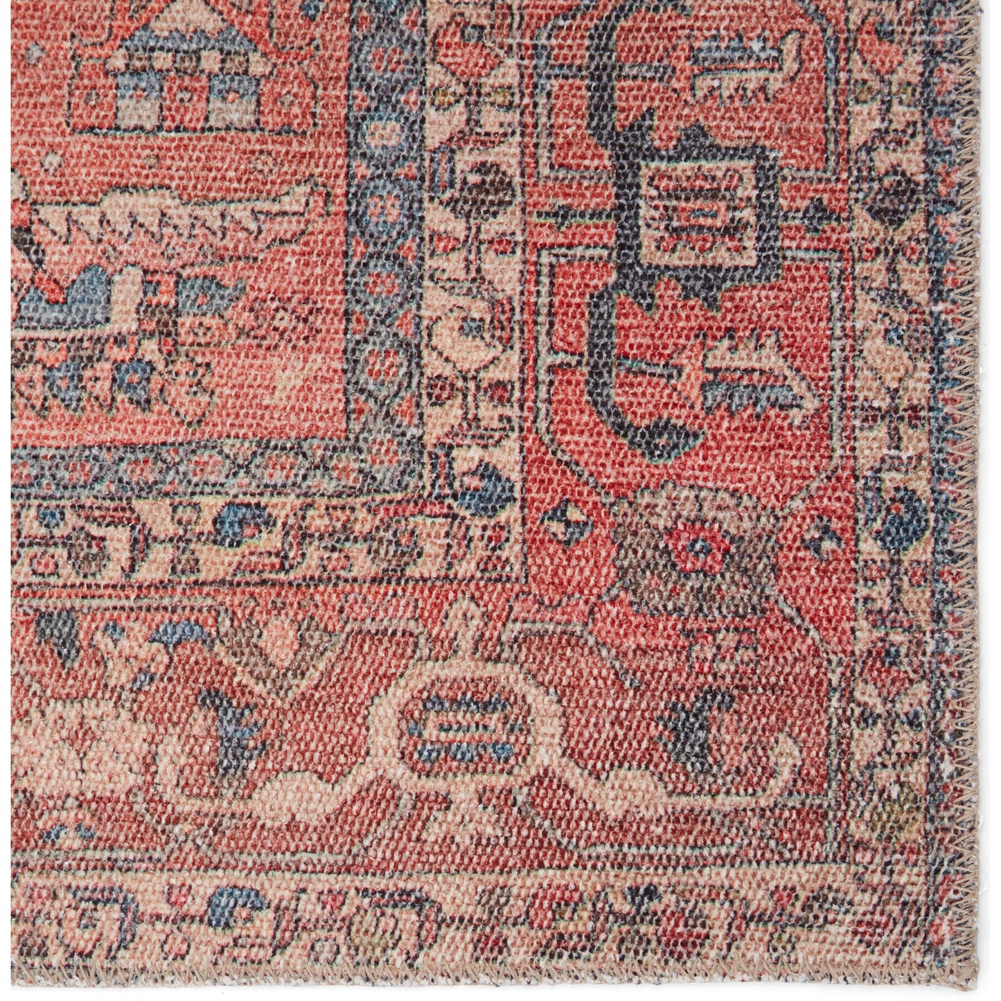005 SI-1717697,SI-1717698,SI-1717699,SI-1717700,SI-1785518,SI-2386252 | Closeup | Kindred KND08 Rug by Jaipur Living in red, blue. Made from 100% polyester in a unique style.