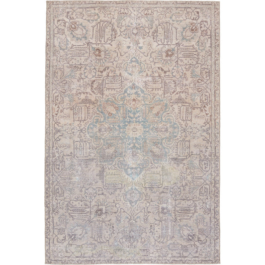 Kindred KND14 Rug by Jaipur Living in light blue, light tan. Made from 100% polyester in a unique style.