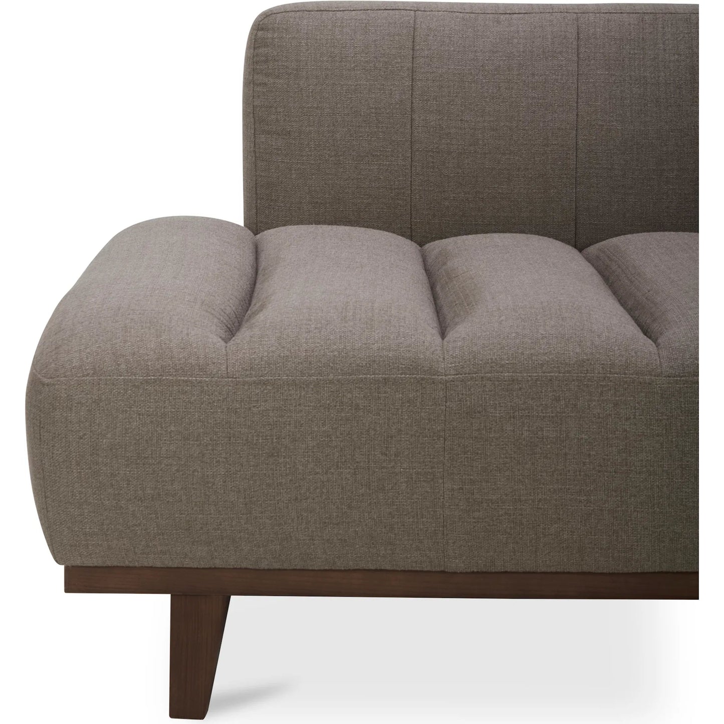 017 SI-2441311 | Closeup | Bennett Daybed by Moe's Home Collection in taupe. Made from 95% polyester, 5% nylon, solid wood, plywood, high density foam, polyfill cushions, plastic black legs in a transitional style.