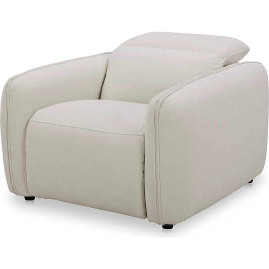 016 SI-2441363 | Primary Silo | Eli Power Recliner Chair by Moe's Home Collection in white. Made from 100% polyester, solid wood, plywood, high density foam, polyfill cushions, plastic black legs in a transitional style.
