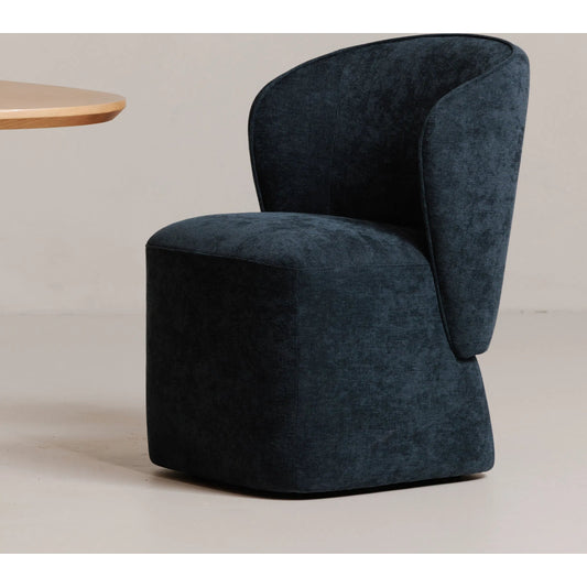 Larson Rolling Dining Chair Performance Fabric by Moe's Home Collection. Made from upholstery: 100% polyester, poplar multi, layer board, laminated veneer lumber, high density foam, metal wheels in a transitional style.