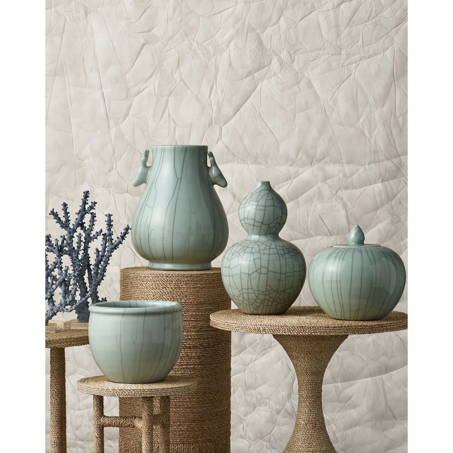 009 SI-2133887 | Lifestyle | Coral Set by Currey and Company in blue, clear. Made from composite, acrylic in a modern style.
