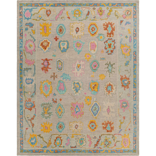 001 SI-1883740 | Primary Silo | Kars Rug - 30333 by Surya in yellow, light pink, aqua, blue, rust, grass green. Made from 80% wool, 20% cotton in a unique style.