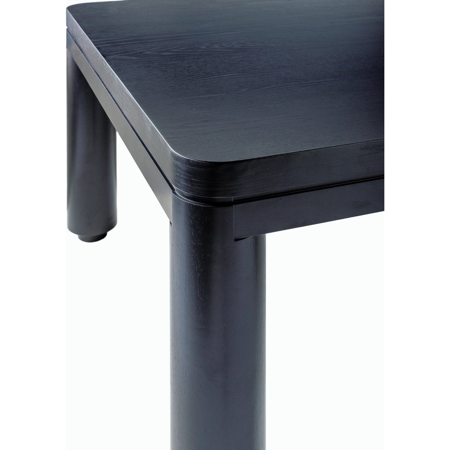 002 SI-2164707 | Closeup | Kisco Dining Table - 530614 by Surya in top: black, base: black and paintedblackenedraw. Made from wood veneer, mdf, rubber wood in a modern style.