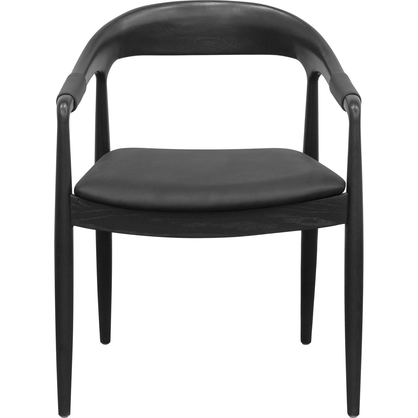 002 SI-2164710 | Closeup | Kisco Dining Chair - 530624 by Surya in base: black and lacquered. Made from faux leather, oak, polyurethane foam, polyester, polyfill in a modern style.