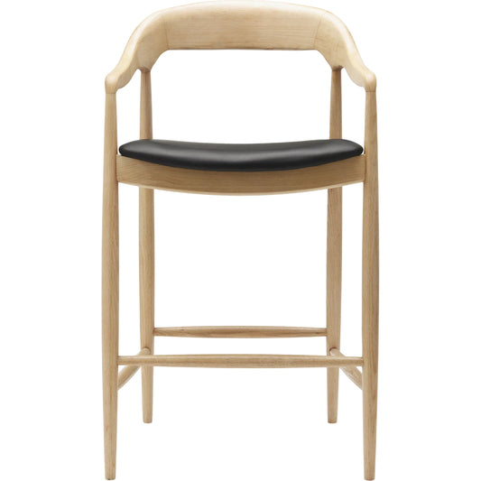 Kisco Bar Stool by Surya in stained. Made from faux leather, ash wood, polyurethane foam, polyester, polyfill in a modern style.