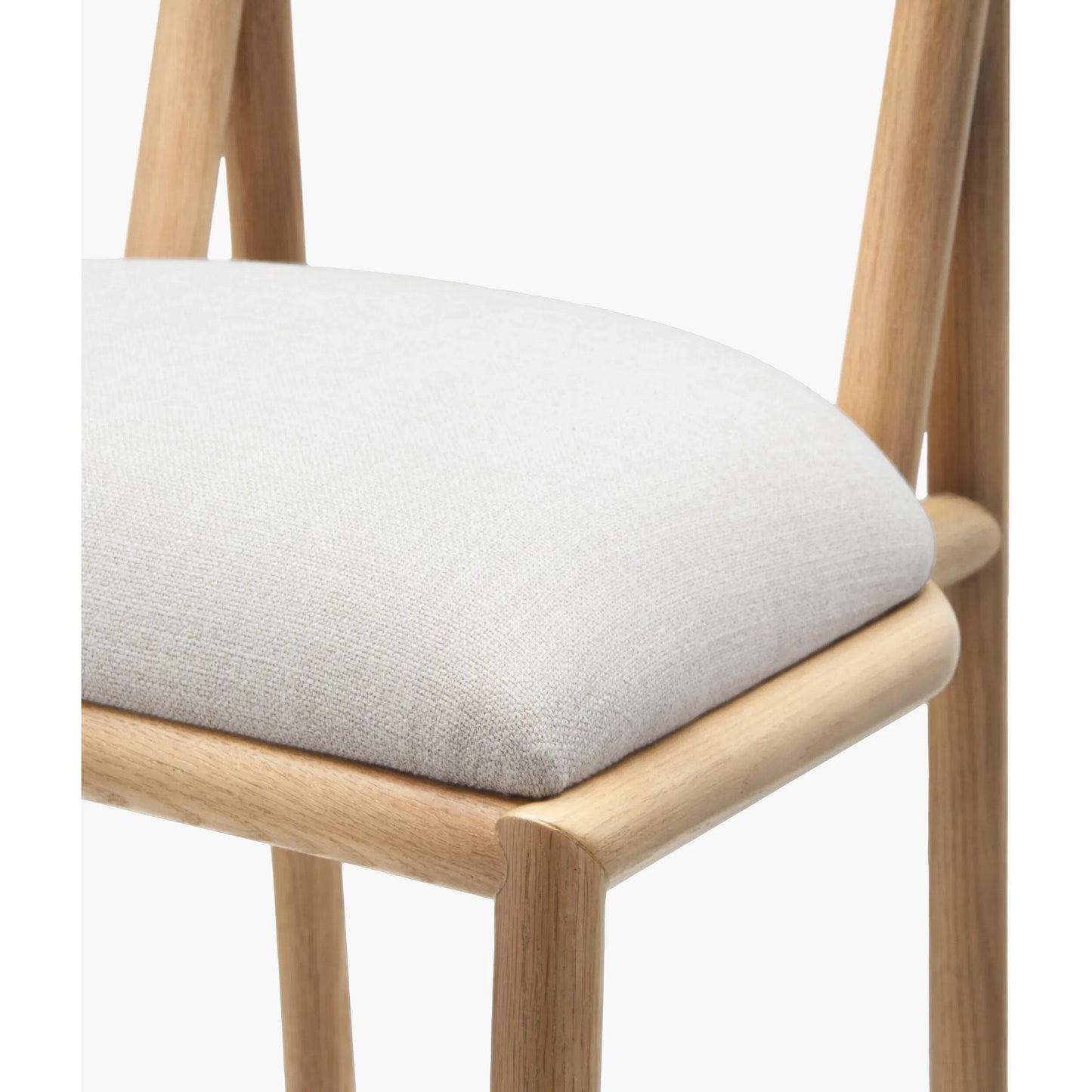 003 SI-2258225 | Closeup | Keating Bar Stool by Surya in light beige. Made from polyester, oak, polyurethane foam, polyfill in a transitional style.
