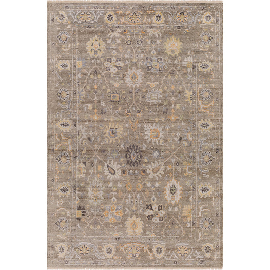 Kushal Rug - 29790 by Surya in charcoal, pale blue, wheat, dusty coral, cream. Made from 70% viscose, 30% wool in a unique style.