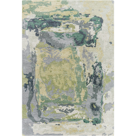 Kavita Rug - 534554 by Surya in moss green, slate gray, olive, charcoal, sage, cream. Made from wool, viscose in a unique style.