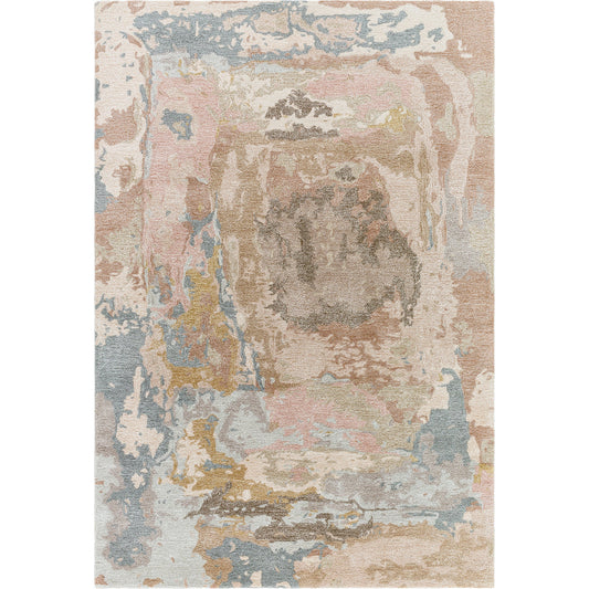 Kavita Rug - 534582 by Surya in dusty rose, sandstone, sky blue, slate gray, goldenrod, cream. Made from wool, viscose in a unique style.