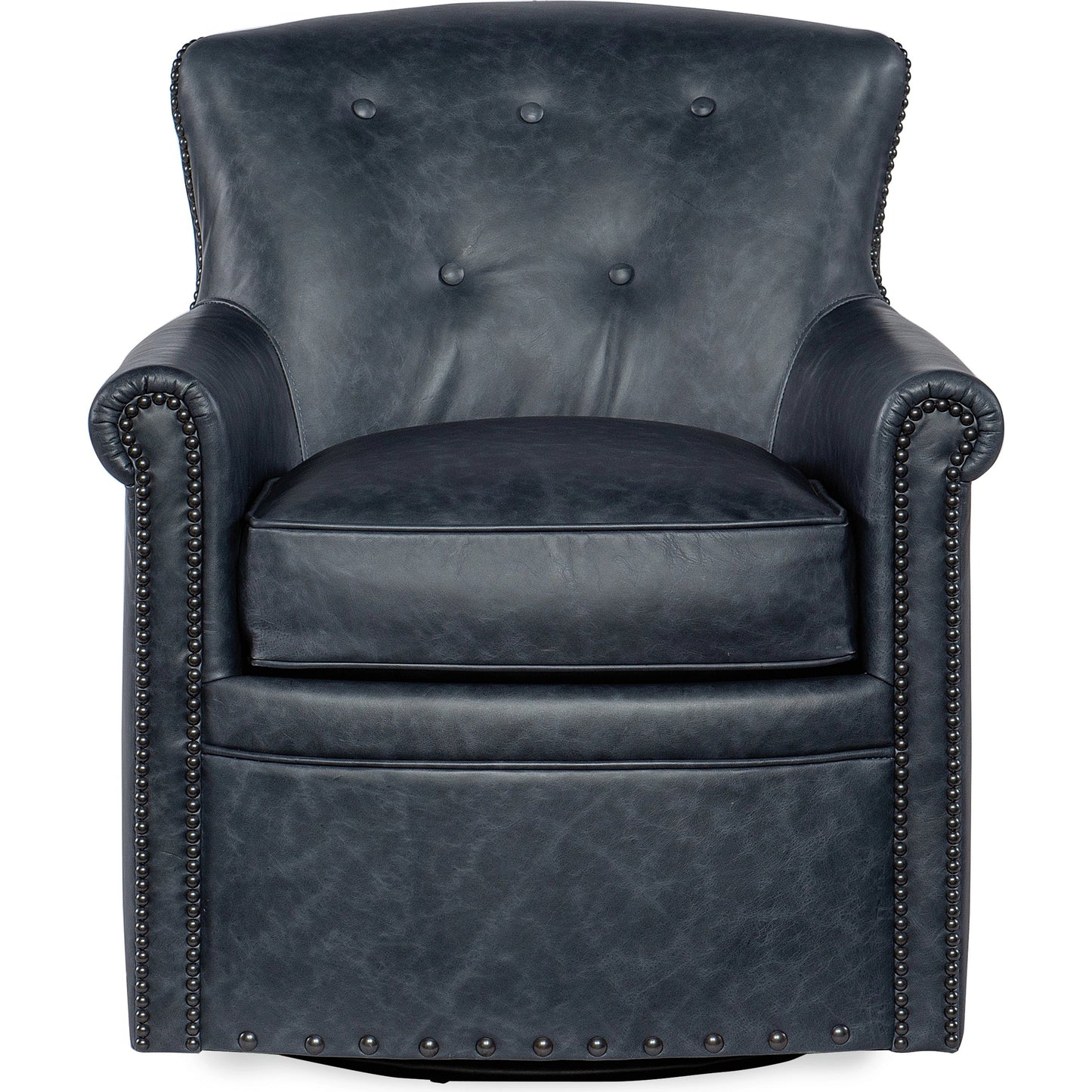 004 SI-1959620 | Additional Silo | Swivel Club Chair by Hooker Furniture in oste river deep ocean. Made from leather, oste river deep ocean (aniline top grain) in a traditional style.