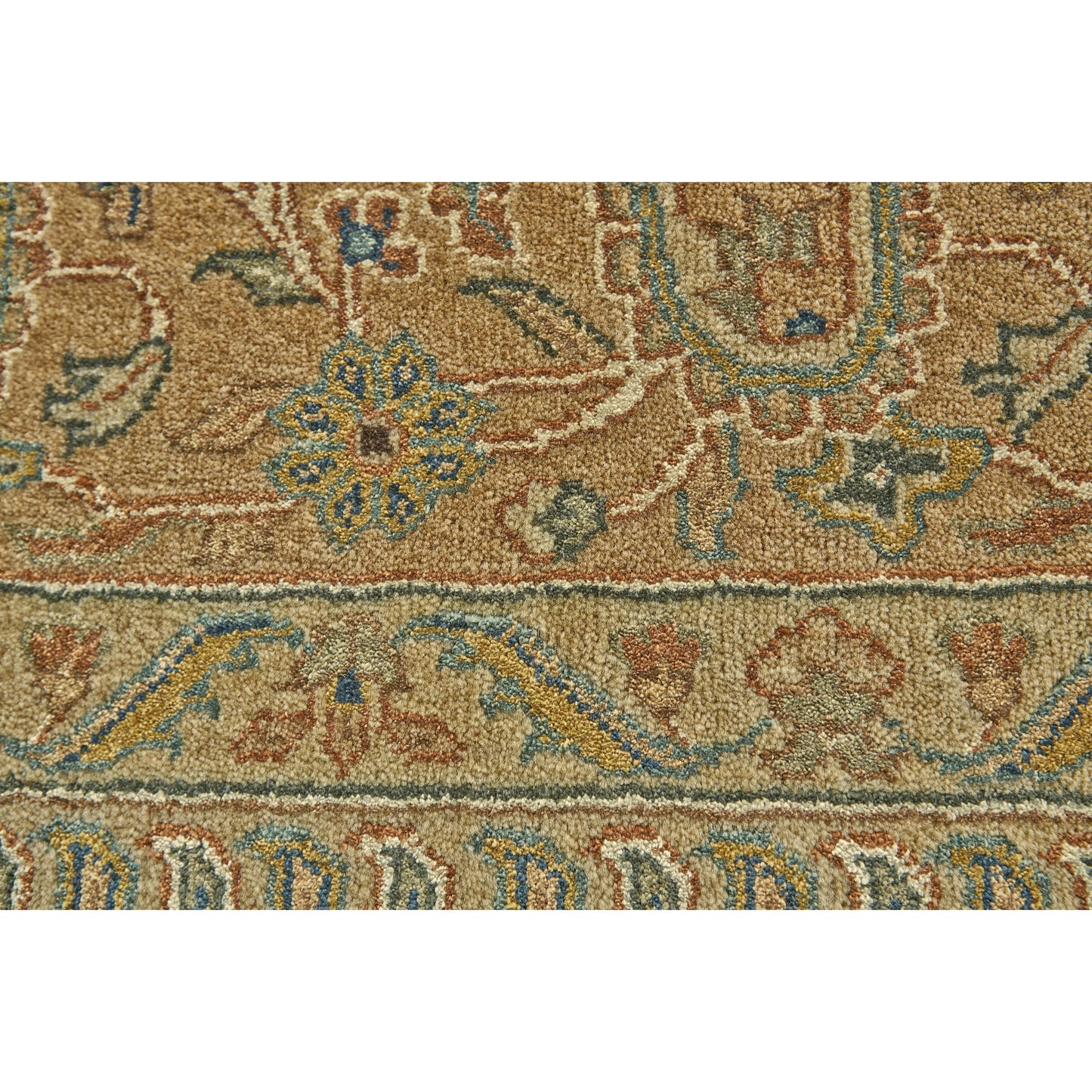 002 SI-1869594,SI-1869595 | Closeup | Spohia Rug - 6598F by Feizy in ivory, green. Made from silk, wool in a unique style.