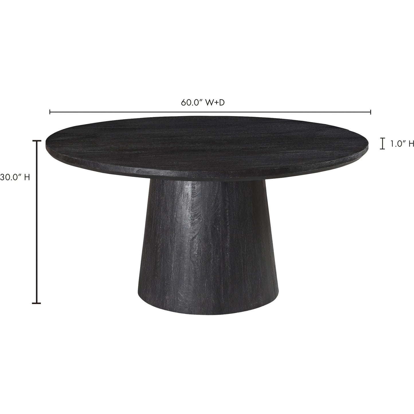 009 SI-2121891 | Lifestyle | Cember Dining Table by Moe's Home Collection in black. Made from solid mango wood in a modern style.
