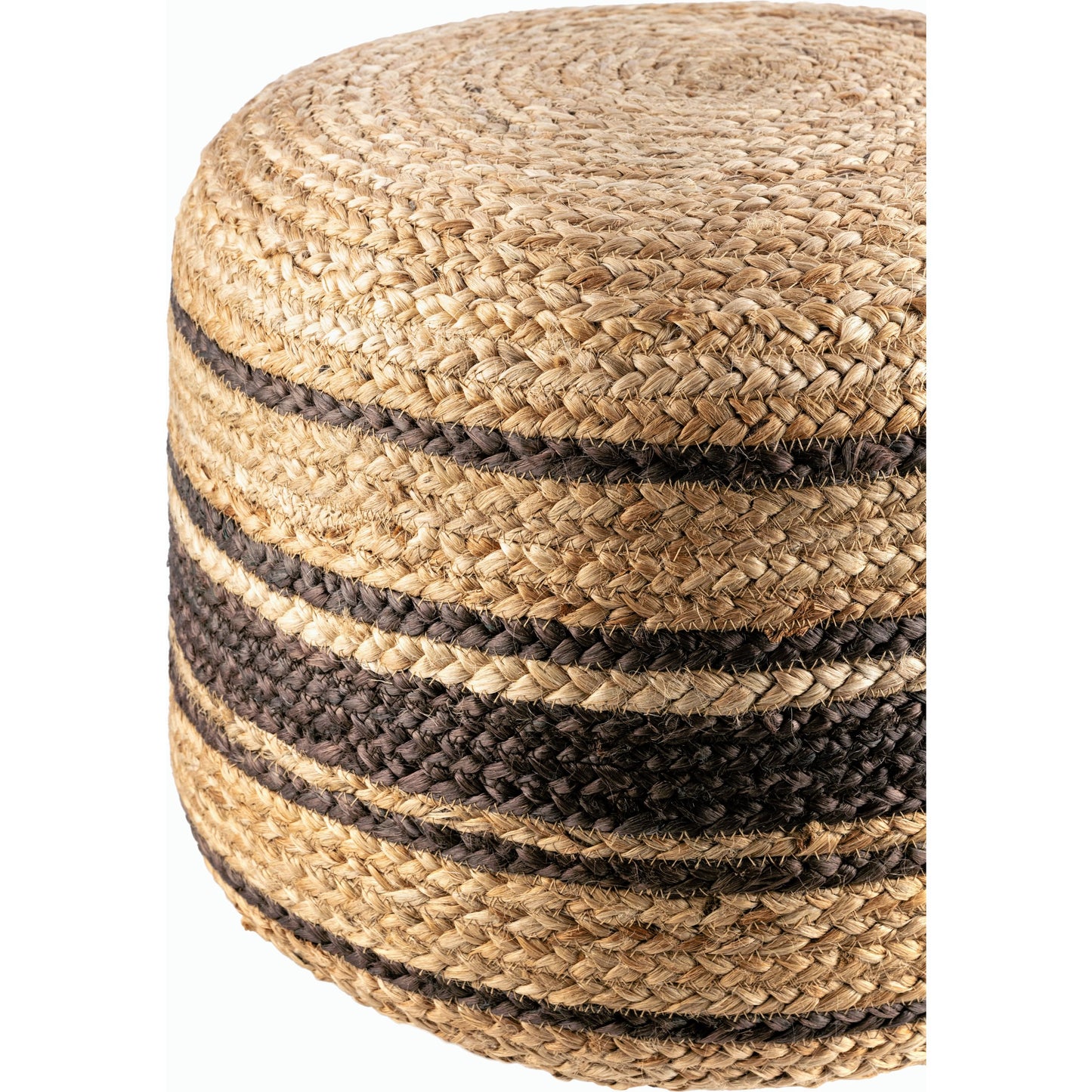 002 SI-2098404 | Closeup | Kazan Pouf - 487873 by Livabliss in sand, champagne, khaki, desert tan, light wood, taupe. Made from jute, polybeads in a eclectic & global style.